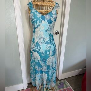 Meghan Matthews Vintage Y2K Size 6 Floral Blue Dress